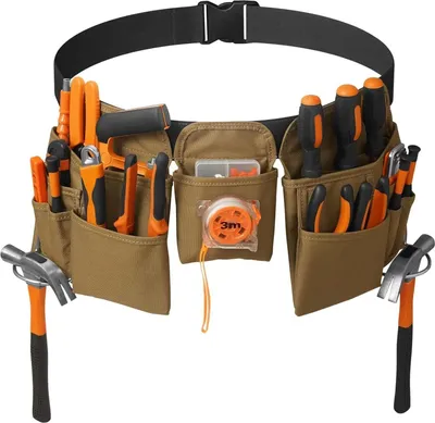 Produktbild von Werkzeuggürteltasche, Werkzeuggürtel Gürtel, Nageltasche, Hammerhalter, für Handwerker Elektriker Dachdecker Robust Verstellbar Oxford