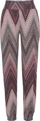 Produktbild von LASCANA Jerseyhose aus angenehmer, leichter Viskose sand-bordeaux bedruckt Größe 42