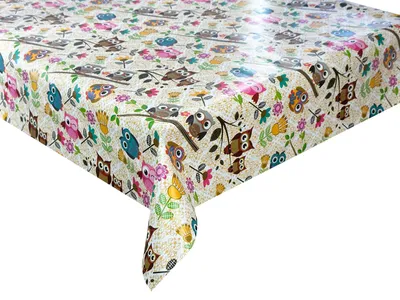 Obrázok produktu pre Voskovaná plachta, obrus, umývateľný, nepremokavý, záhradný obrus, detský vzor, sovy, 100 x 140 cm