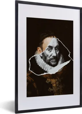 Produktbild von MuchoWow® Gerahmtes Poster Wilhelm von Oranien - Adriaen Thomasz - Schwarz - Weiß 40x60 cm - Poster mit Schwarzem Bilderrahmen Wandposter Rahmen Foto Bilder - Poster in Rahmen