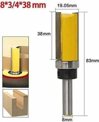 Produktbild von Kopierfräser, Holzfräser, 8-mm-Schaft, 38-mm-Klinge aus hochwertigem legiertem Stahl für die Handbearbeitung von Massivholz/Spanplatten/MDF, Gelb (83/438 mm)