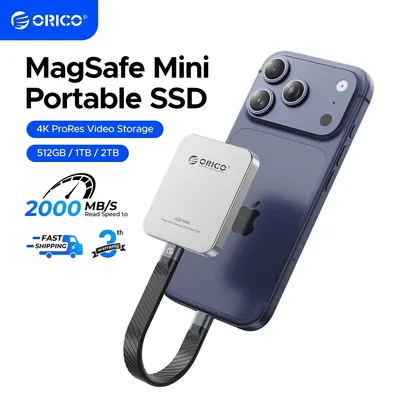 Immagine prodotto di SSD esterne, velocità elevata di 2000 MB/s, portatili e compatibili con dispositivi Type-C, ultra sottili, colore argento