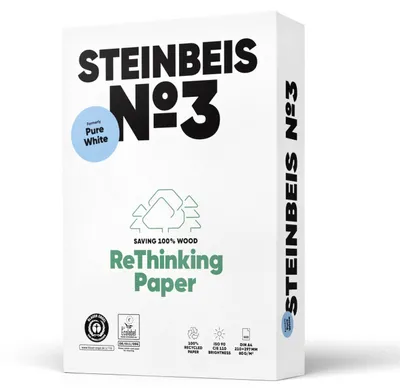Produktbild von Steinbeis No 3 - Pure White 80g/m² DIN-A4 500 Blatt 100% Recycling