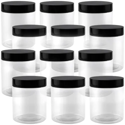 Obrázok produktu pre 12 kusov, nádoby na skladovanie, objem 250 ml - plastové - bez BPA - priehľadné - úložné boxy s vekom - vhodné na potraviny/korenie - úložné nádoby