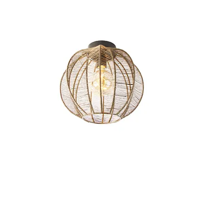 Produktbild von QAZQA - Industrie I Vintage I Industrie I Vintage I Deckenleuchte I Deckenlampe I Lampe I Leuchte Bronze mit Schwarz - Dong I Wohnzimmer I Schlafzimmer - Stahl Rund - LED geeignet E27