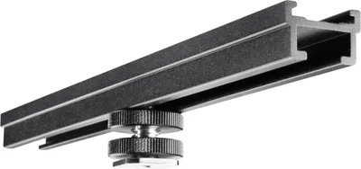 Produktbild von Walimex Blitzschiene Verlängerungsschiene - Länge 30 cm, um 360° drehbar - Beidseitige Blitzschuh Halterung - mit 1/4" Gewinde - für Magic Arm, Videoleuchte, Mikrofone, Stativ