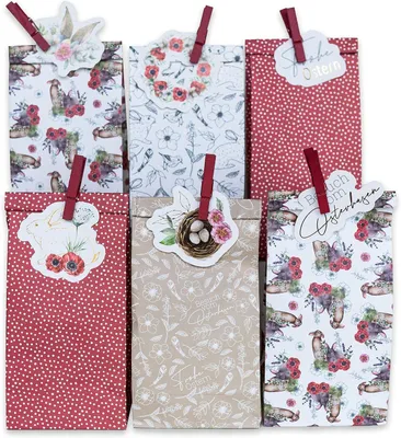 Productafbeelding van Bedrukte cadeauzakjes voor Pasen - Set van 12 - Aquarel - Cadeau-idee of decoratie - Paasnest om te knutselen - Set 11