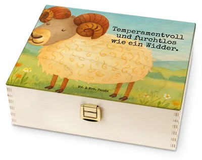 Produktbild von Mr. & Mrs. Panda teebeutelbehälter Sternzeichen Widder Design - Weiß - Geschenk, Teebox, Bock, für Paare, Schafbock, Geburtstag März, April, Teebeutel Aufbewahrung
