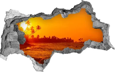Produktbild von Selbstklebender Loch-3D-Aufkleber 95x73 cm Sonnenuntergang am Strand