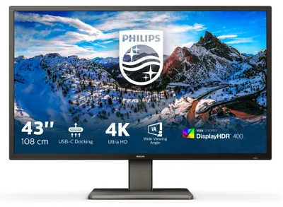 Zdjęcie produktu dla Philips P Line 439P1/00, 108 cm (42.5"), 3840 x 2160 px, 4K Ultra HD, LCD, 4 ms, Czarny