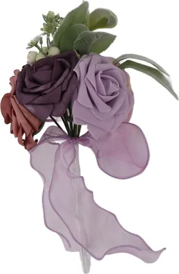 Produktbild von Romantischer Brautstrauß mit Rosen, künstliche Seidenblumen, Kunstblumen, Brautjungfernstrauß, Heimdekoration, Partydekoration, Lila