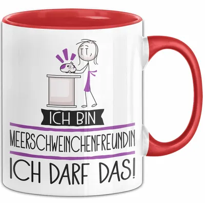 Produktbild von Geschenk für Meerschweinchenfreundin Tasse Lustige Geschenkidee Geburtstag Ich Bin Meerschweinchenfreundin Ich Darf Das (Rot)