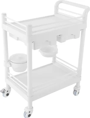 Zdjęcie produktu dla Wózek medyczny, 2 poziomy, nośność 90 kg, BIAŁY