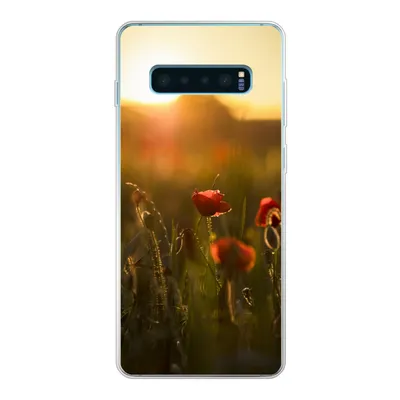 Produktbild von MuchoWow® Handyhülle Schutzhülle Hülle für Samsung Galaxy S10 Lite Mohn - Sonnenuntergang - Gold Silikon Softcase Handy Hülle - Schutz