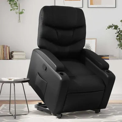 Produktbild von Cloris DesignMöbel Relaxsessel mit Aufstehhilfe Schwarz Kunstleder , Klassische Sessel 2024 Neu