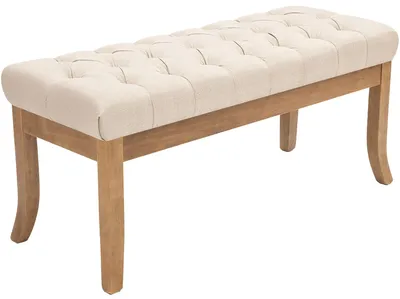 Produktbild von CLP Sitzbank Ramses Stoff mit hellem Holzgestell und Bodenschonern | Farbe creme Größe 100 cm, KI-generiertes Bild