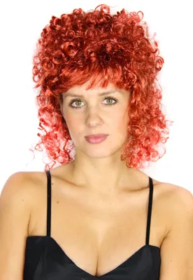 Produktbild von rote gelockte Saloon Girl Damen Langhaar Perücke