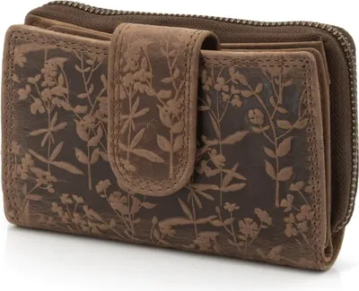 Produktbild von Damen Geldbörse aus weichem Leder mit RFID-Schutz - Damen-Portemonnaie (Dunkel-Braun)