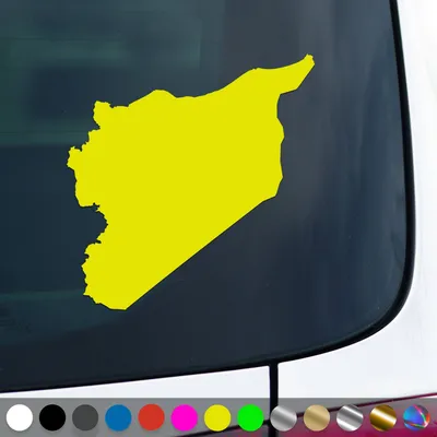 Produktbild von PantherPixel Syrien Aufkleber Umriss Karte Kontur Syria Sticker Auto Geschenkidee Farbe Neon-Gelb