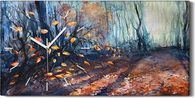 Produktbild von Dekor Leinwand Uhr Wandbilder 60x30 Malerei Abstrakte Wald Bäume Blätter - weiße Hände