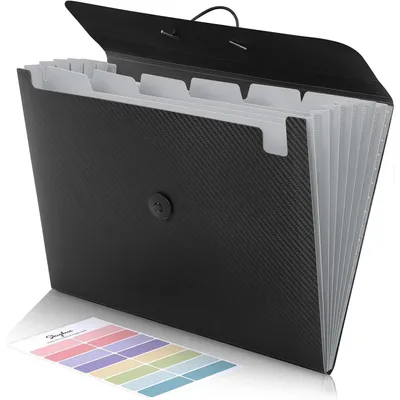 Produktbild von Fächermappe A4 mit Gummizug 7 Fächer Schwarz PP 32,5x24x0,6 cm