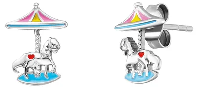 Productafbeelding van Herzengel HEE-CAROUSEL Oorbellen voor meisjes, karrouselmotief, zilver