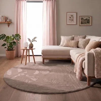 Produktbild von Volero - Flauschiger Teppich Rund - Cozy Taupe - Ø 200 cm - Wohnzimmer, Esszimmer, Kinderzimmer, Schlafzimmer - Klassik, Ländlich, Modern, Skandinavisch