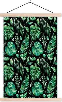 Produktbild von MuchoWow® Textilposter Blätter - Vintage - Natur 40x60 cm mit holzfarbenen Rahmen - Poster
