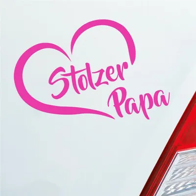 Produktbild von Auto Aufkleber Stolzer Papa Liebe Herz Vater Kind 13x10 cm Pink Sticker Heckscheibenaufkleber