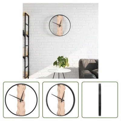 Obrázok produktu pre The Living Store Nástenné hodiny hnedé Ø35 cm železo a dubové drevo
