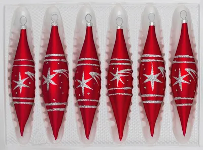 Produktbild von 6 tlg. Glas-Zapfen Set in Classic Rot Silber Komet