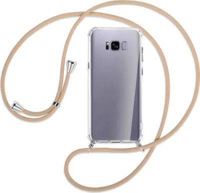 Produktbild von Handykette Backcover-Schutzhülle mit Band (Metall silberfarben) für Samsung Galaxy S8 Plus - beige