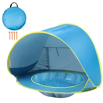 Produktbild von Baby Strandzelt Pop Up UV Schutz UPF50+ 120x80x70cm faltbar leicht mit Tragetasche für Strand Garten Reisen