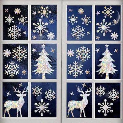 Produktbild von Weihnachtsdeko Schneeflocken, PVC-Fenstersticker, entfernbare Dekoration