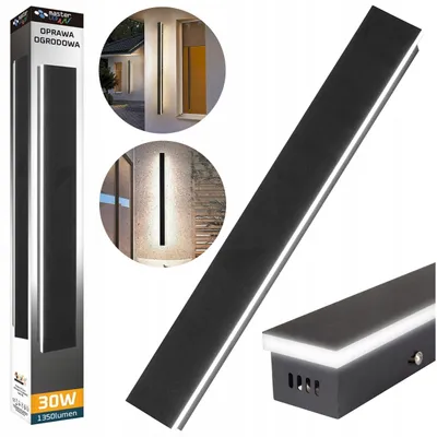 Produktbild von Master LED Wandleuchte 30W Außenlampe 100cm Schwarz RAL 9005 IP65 Fassadenleuchte 4000K Neutralweiß