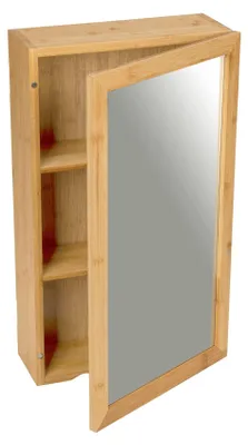Bambus-Spiegelschrank, schmal, 35x60x15 cm, mit Magnetverschluss