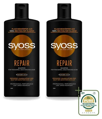 Productafbeelding van 2 x Syoss Repair Shampoo - voor beschadigd en breekbaar haar - 440 ml - Voordeelverpakking - 2 stuks