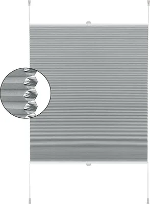 Produktbild von Wabenplissee Rollo – Grau – 65x130cm – Lichtdurchlässig – Ohne Bohren