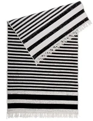 Produktbild von e-floor Doppelseitiger Boho 120x160 cm –Teppich, Waschbar, Exquisites Design & Farben, Pflegeleicht - schwarz-weiße Streifen