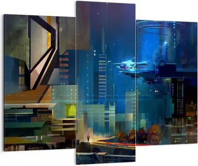 Produktbild von Bild auf Leinwand - Leinwandbild - Fantasie Stadt - 130x100cm - Wand Bild - Wanddeko - Wandbilder - Leinwanddruck - Bilder - Kunstdruck - Wanddekoration - Leinwand bilder - Wandkunst - CB130x100-3890