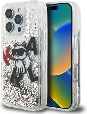 Immagine prodotto di Custodia per iPhone 16 Pro Max, Karl Lagerfeld Liquid Glitter Choupette, trasparente