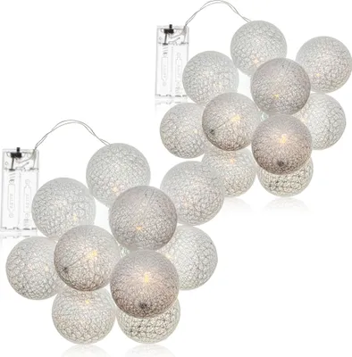 Productafbeelding van com-four® 2x LED-lichtketting "Kogel" - Verlichting met 10 LED's in Scandinavisch design - Decoratie voor Kerstmis, verjaardag, bruiloft of feest