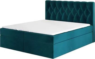 Produktbild von Boxspringbett EIRIK 120 x 200 mit 2 Bettkästen, Bonell-Matratze und Topper. Farbe: Grün