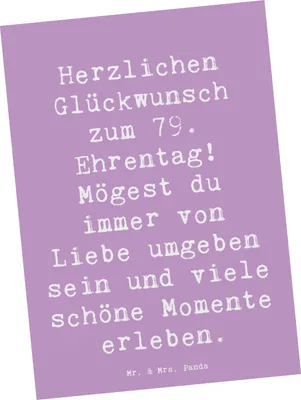 Produktbild von Mr. & Mrs. Panda Postkarte Spruch 79. Geburtstag Glückwünsche - Lavendeltraum - Geschenk, liebevolle Geschenke, Grußkarte, Jubilar, Fotokarte, Liebe, besonderes, Alter