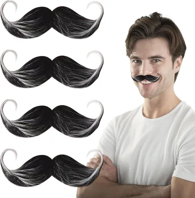 Imagen del producto de Juego de 4 barbas y bigotes postizos autoadhesivos, ideales para Halloween y cosplay