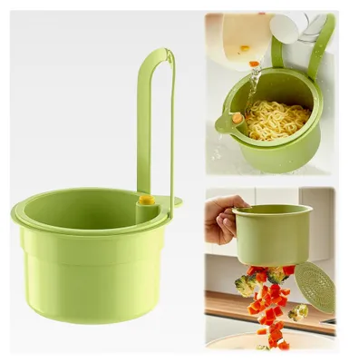 Produktbild von Sieb für Spülbecken, hängendes Wasserhahnsieb, Kunststoff-Abtropfkorb, multifunktionales Abflusssieb für Standardarmaturen, zum Waschen und Organisieren in der Küche (Grün)