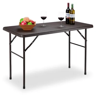 Produktbild von Klapptisch Campingtisch Gartentisch - Holzoptik - 74 x 120 x 60 cm - Braun - Für Garten und Terrasse