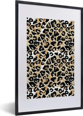 Produktbild von MuchoWow® Gerahmtes Poster Pantherdruck - Aquarellfarbe - Braun - Schwarz 40x60 cm - Poster mit Schwarzem Bilderrahmen Wandposter Rahmen Foto Bilder - Poster in Rahmen