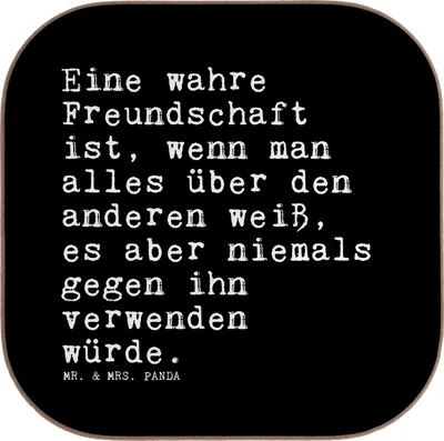 Produktbild von Mr. & Mrs. Panda Untersetzer Tasse Eine wahre Freundschaft ist,... - Schwarz - Geschenk, für Gläser, Freunde, Spruch Sprüche Weisheiten Zitate Lustig Weisheit Worte, Glas