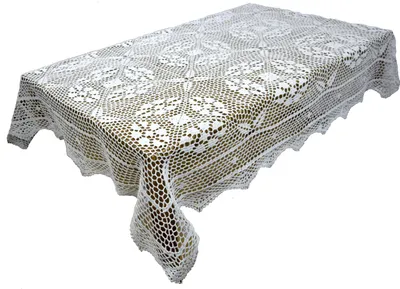 Produktbild von Weiße Häkeltischdecke aus 150/260 g/m² Naturbaumwolle